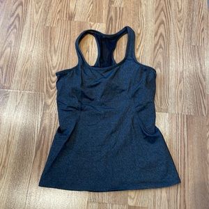 Medium dark gray athletic tank top with built in padded bra